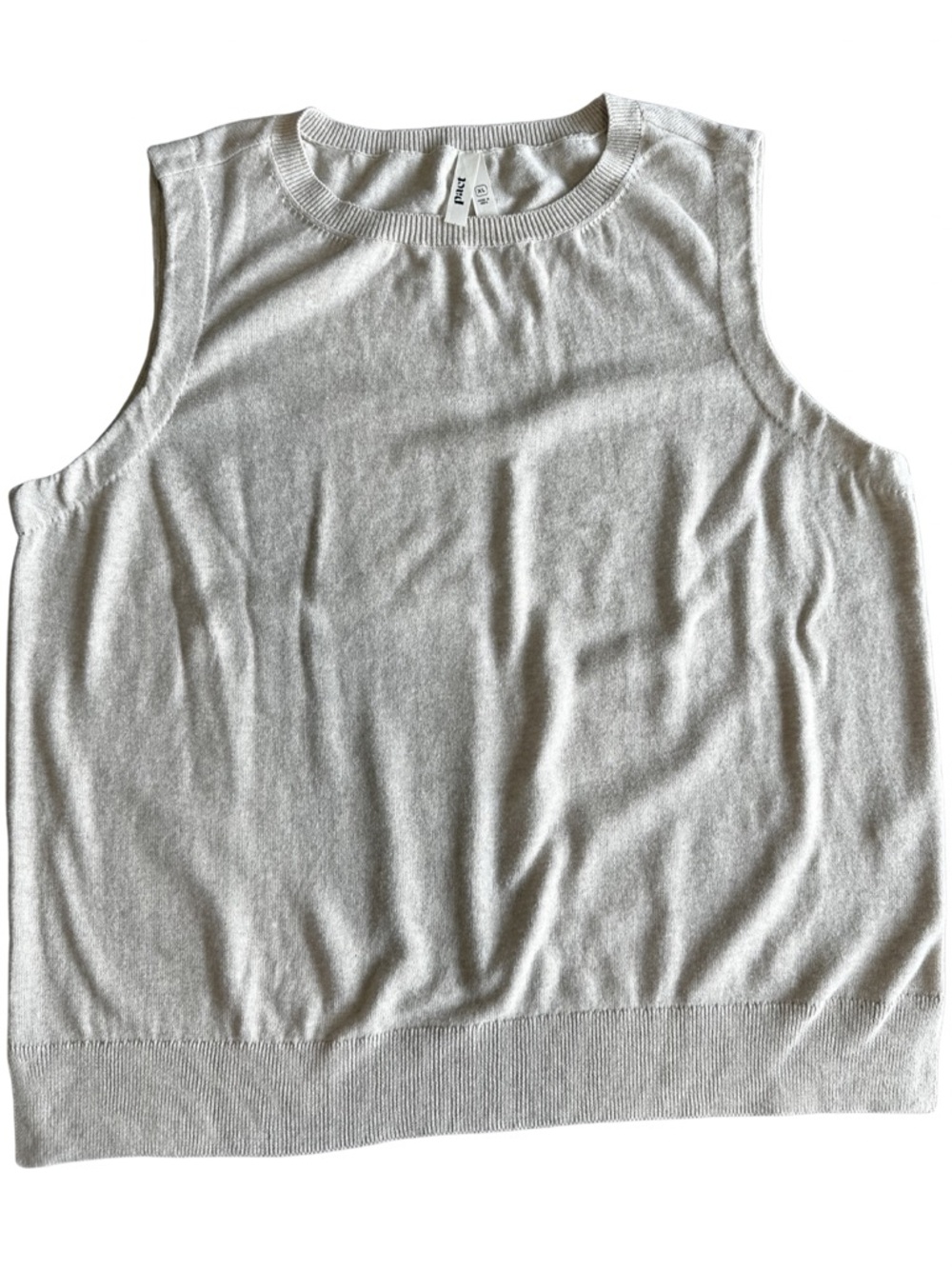 Pact Organic Cotton Tank XL Ivory Sleeveless Knit Side Slit Minimalist